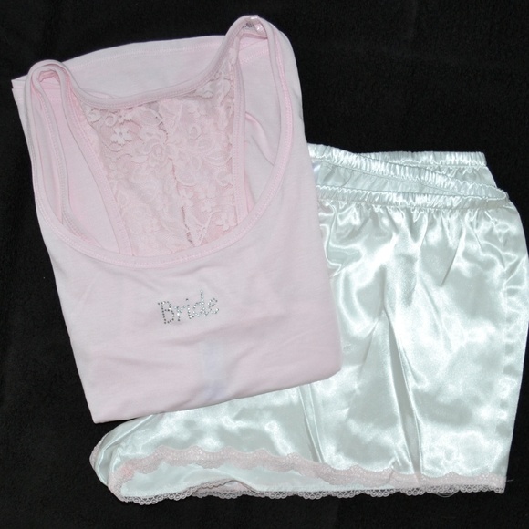 SOLD! Bling BRIDE Pink Tank & Silky Shorts Pajamas - Picture 6 of 6